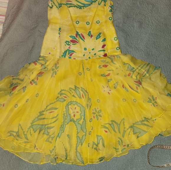 Ralph lauren black label silk linen chiffon 1950s Style Dress S M garden party - Picture 2 of 11